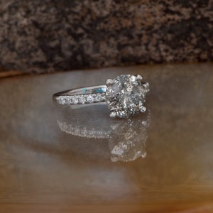 2ct salt & pepper diamond-Salt and Pepper diamond engagement ring-4 prong solitaire ring-2 ct diamond-Salt and pepper ring-Grey diamond ring image 4