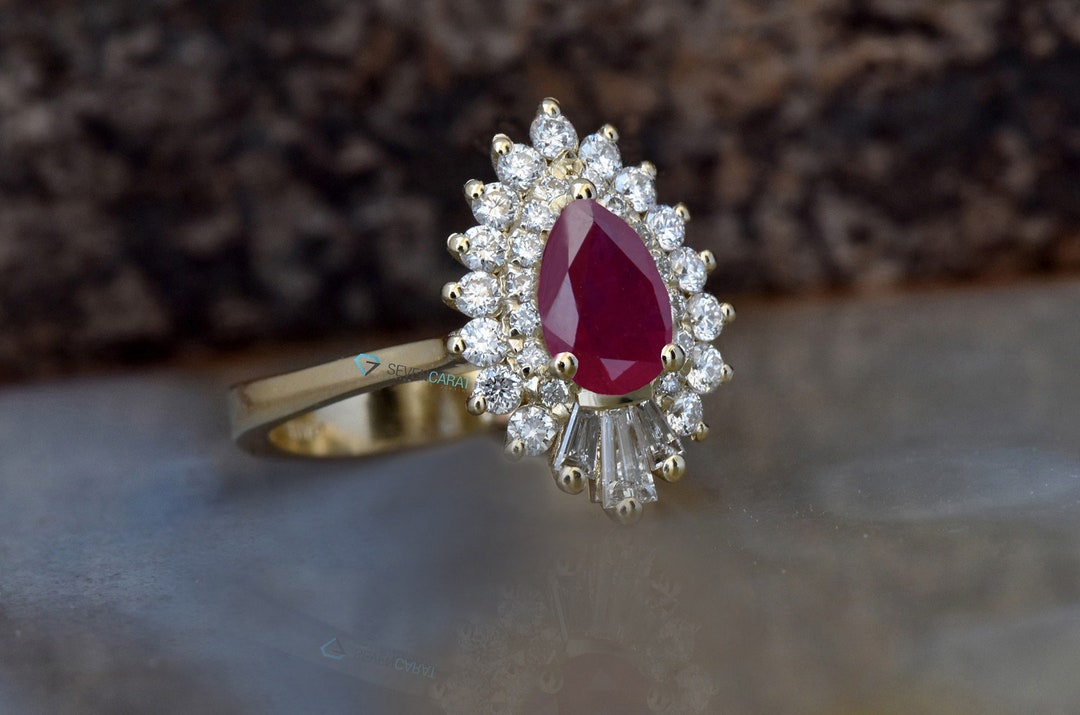 Ruby Rings Melbourne Ballerina Ring, 14k Gold Ruby Ring, Gatsby Ring, Ruby Jewelry, Art Deco ...