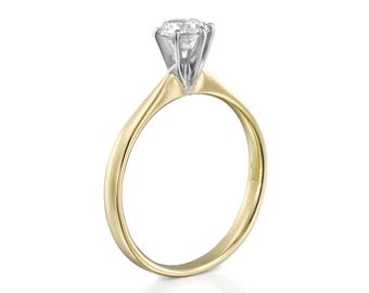 Solitaire diamond ring-Solitaire ring-Diamond Engagement Ring-0.40 Carat-Promise ring-Art deco ring-Gold Solitaire Ring-Solid gold ring