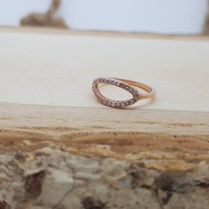 Art nouveau ring-Diamond Ring Diamond Oval Ring-14k rose gold ring Fashion jewelry Gold Statement Ring-Minimalist ring-Micro pave band image 6