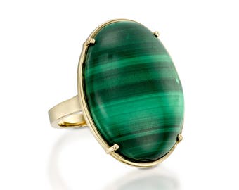 Malachite ring-Malachite ring vintage-Anniversary gift-Statement ring-Boho Ring-Signet ring women-Brass ring-Green Malachite Ring