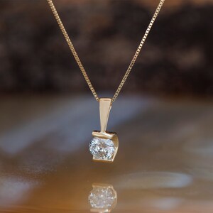 1/2ct Diamond Pendant-Yellow Gold Pendant 14K Diamond necklace-Women Jewelry-Anniversary gift-for her jewelry-Birthday gift-Diamond pendant image 6