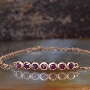 Dainty 14K Solid Gold Red Ruby Gemstone Bracelet, Elegant Real Ruby Jewelry, July Birthstone Gift, Anniversary Gift, Stunning Gift For Wife