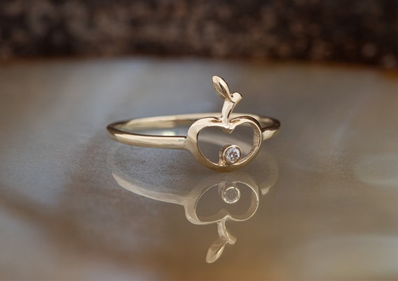 Kawaii Amethyst Full Diamond Hand Holding Apple Ring Engagement Girl Jewelry  | eBay
