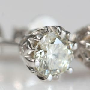 1 ct Diamond Earrings-Yellow Gold Earrings-Diamond Stud Earrings-Diamond earrings for women-Round diamond earrings-Anniversary present image 5