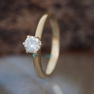 Classic round engagement ring-Solitaire diamond ring-Solitaire 6 prong-Solitaire ring 0.30 ct-Dainty Round Cut Solitaire Engagement image 5