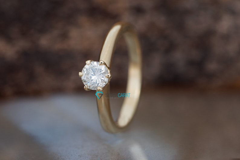 Classic round engagement ring-Solitaire diamond ring-Solitaire 6 prong-Solitaire ring 0.30 ct-Dainty Round Cut Solitaire Engagement image 5