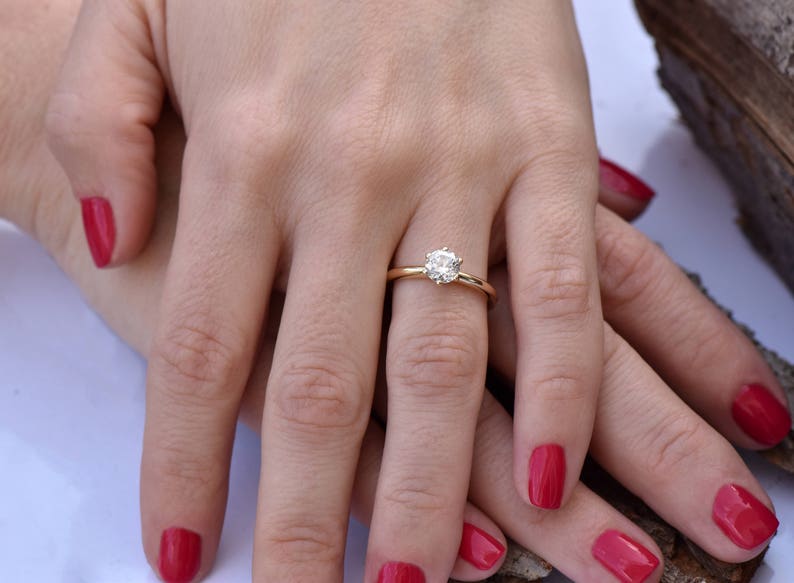 Bridal set rings yellow gold-Diamond wedding set 1.50 carat-Cluster wedding ring set-Promise ring-Art deco wedding ring set-Custom ring image 7