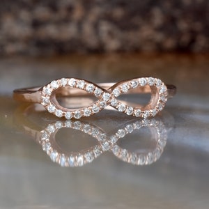 Art nouveau ring-Diamond Ring Diamond Infinity Ring-rose gold ring Fashion jewelry-Gold Statement Ring-Minimalist ring-Micro pave band image 1
