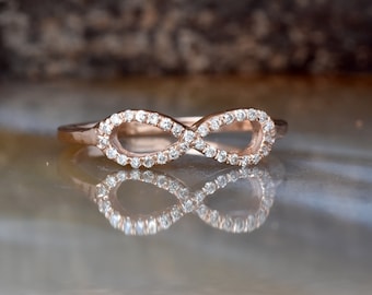 Art nouveau ring-Diamond  Ring- Diamond Infinity Ring-rose gold ring- Fashion jewelry-Gold Statement Ring-Minimalist ring-Micro pave band