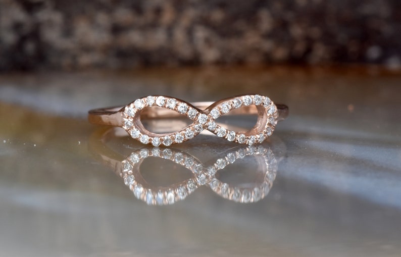 Art nouveau ring-Diamond Ring Diamond Infinity Ring-rose gold ring Fashion jewelry-Gold Statement Ring-Minimalist ring-Micro pave band image 1