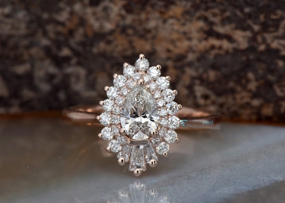 Rose Gold Verlobungsring 1 Karat Diamant Vintage Ring Rose Etsy