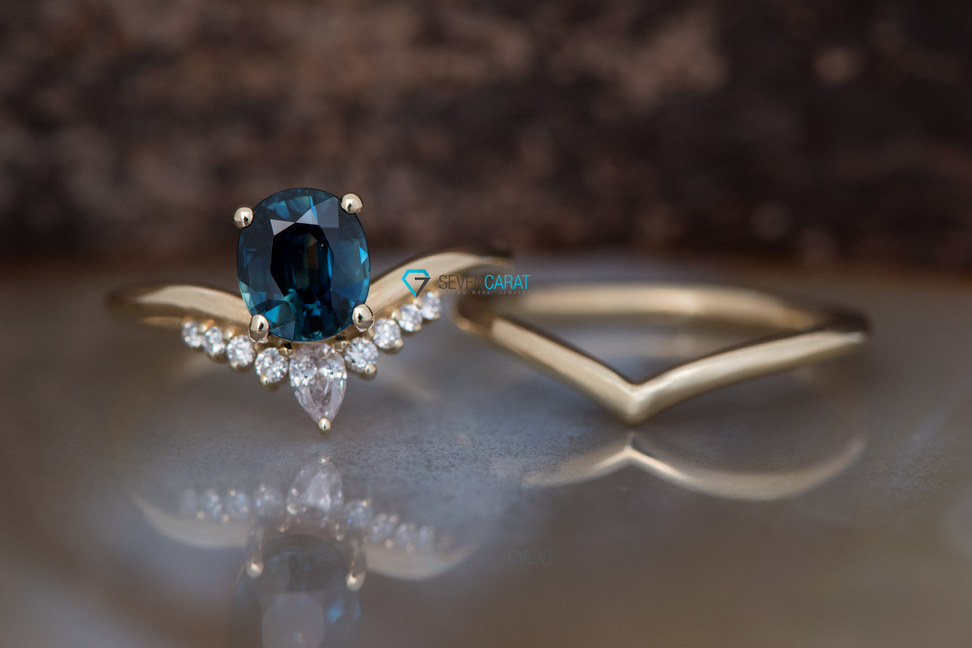 オーバルサファイアリング - 18k 14k サファイアリング - ギャツビー