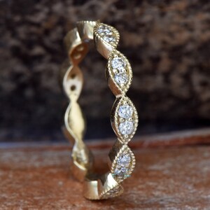 Stunning Solid Gold Unique Eternity Diamond Wedding Ring, Natural Diamond Wedding Band, Nesting Diamond Ring, Elegant Anniversary Ring