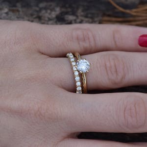 Bridal set rings yellow gold-Diamond wedding set 1.50 carat-Cluster wedding ring set-Promise ring-Art deco wedding ring set-Custom ring image 6