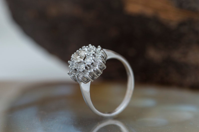 Vintage engagement ring diamond Solitaire 14K White Gold Etsy