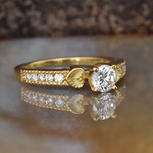 Nachlass Verlobungsring-Art-Deco-Verlobungsring-1/2 Karat Versprechen Ring-Solid Goldring-Brautring-Gold Solitärring-Herz-Diamantring Bild 3