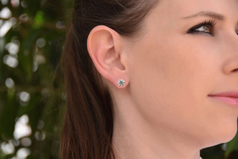 1 ct Diamond Earrings-Yellow Gold Earrings-Diamond Stud Earrings-Diamond earrings for women-Round diamond earrings-Anniversary present image 7