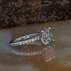 2ct salt & pepper diamond-Salt and Pepper diamond engagement ring-4 prong solitaire ring-2 ct diamond-Salt and pepper ring-Grey diamond ring image 7