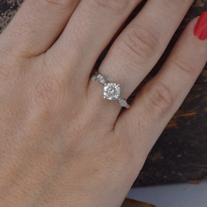 1 ct Diamond Engagement Ring-White Gold Ring-Cluster engagement ring-Promise ring-Bridal ring-Art deco engagement ring-Solid gold ring image 4
