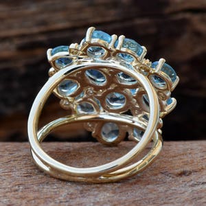 Blue Topaz ring-Gold ring-Anniversary ring-Natural blue topaz-Gold Statement Ring-Blue topaz engagement ring-Art deco ring-Multistone rings image 5