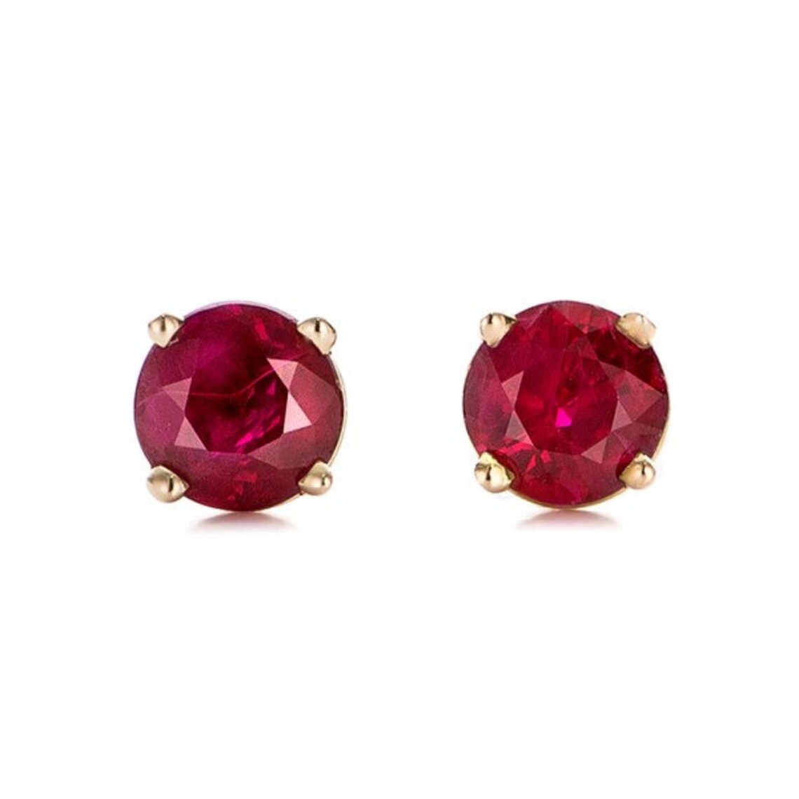 Ruby Stud Earrings 1/2 Caratred Rubyhandmade Ruby Stud Etsy
