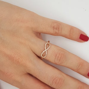 Art nouveau ring-Diamond Ring Diamond Infinity Ring-rose gold ring Fashion jewelry-Gold Statement Ring-Minimalist ring-Micro pave band image 6