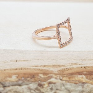 Micro pave band-Art nouveau ring-Diamond Ring- Diamond Oval Ring-14k rose gold ring- Fashion jewelry- Gold Statement Ring-Minimalist ring image 3