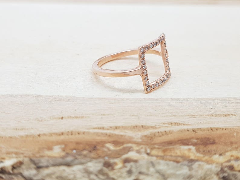 Micro pave band-Art nouveau ring-Diamond Ring- Diamond Oval Ring-14k rose gold ring- Fashion jewelry- Gold Statement Ring-Minimalist ring image 3