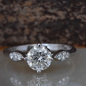 1 ct Diamond Engagement Ring-White Gold Ring-Cluster engagement ring-Promise ring-Bridal ring-Art deco engagement ring-Solid gold ring image 9