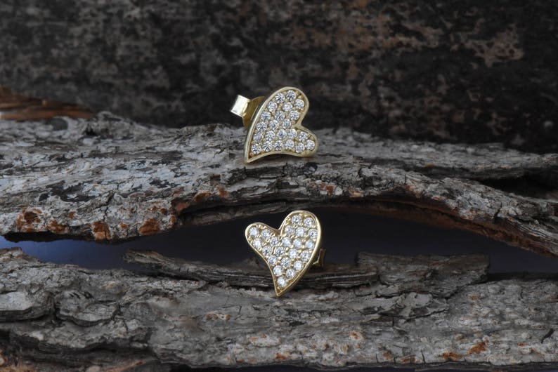 Birthday gift Holidays gifts-Christmas gifts-Tiny Stud Earrings-Gold Zirconia Earrings-White Gold Earrings-Stud Earrings-Women Earrings