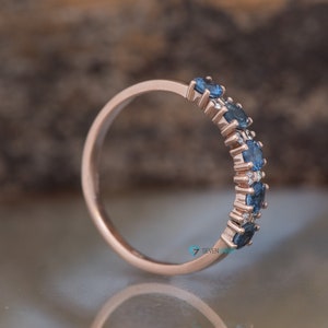 Sapphire wedding band-Blue sapphire engagement ring-Blue sapphire band-Rose Gold Ring-Sapphire ring-Anniversary ring-Matching rings image 6