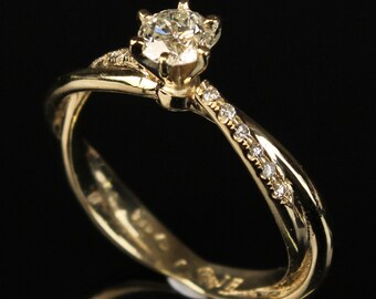Engagement Diamond Ring-Solitaire diamond ring-14K Yellow Gold Ring-Women Jewelry-promise ring-Anniversary Gift-for her-multistone ring