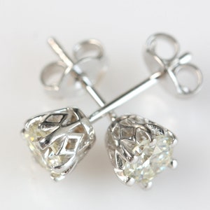1 ct Diamond Earrings-Yellow Gold Earrings-Diamond Stud Earrings-Diamond earrings for women-Round diamond earrings-Anniversary present image 6
