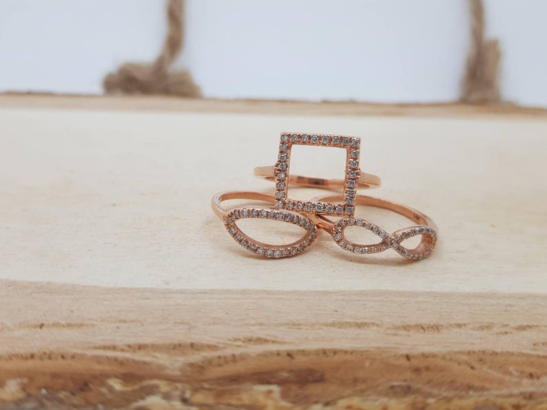 Micro pave band-Art nouveau ring-Diamond Ring- Diamond Oval Ring-14k rose gold ring- Fashion jewelry- Gold Statement Ring-Minimalist ring image 8