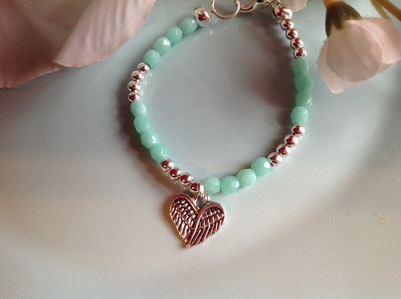 Baptism bracelet baby girl bracelet aqua Chalcedony baby Etsy