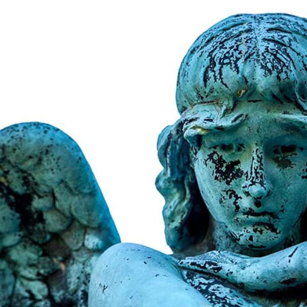 Cemetery Angel Print - Fine Art Photography - Bellefontaine Cemetery, St Louis MO - Cemetery Statue, Moody statue of angel