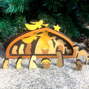 Nativity Set Silhouette Shadow Wood Puzzle Decoration Set Christmas 27 Piece image 3