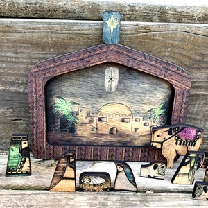Nativity Set Wood Puzzle Decoration Set Folk Art Christmas 13 Piece