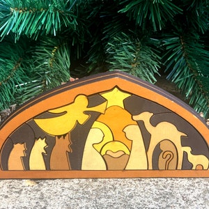 Nativity Set Silhouette Shadow Wood Puzzle Decoration Set Christmas 27 Piece