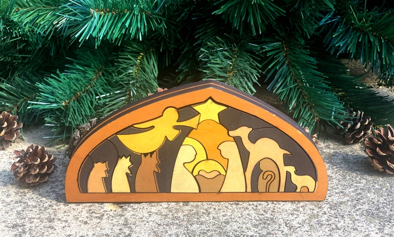 Nativity Set Silhouette Shadow Wood Puzzle Decoration Set Christmas 27 Piece image 1