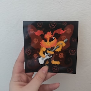 Rockin&#39; Moth Goth Mini Art Print 4x4&quot;| Spooky Art | Halloween Art and Wall Decor