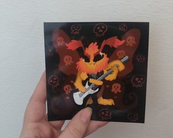 Rockin' Moth Goth Mini Art Print 4x4"| Spooky Art | Halloween Art and Wall Decor