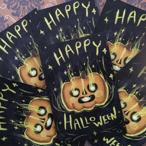 Confezione da 6 cartoline di zucca di Halloween 4x6 / Cartoline spettrali