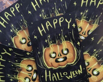 Postales de calabaza de Halloween 6 Pack Set 4x6 / Postales espeluznantes