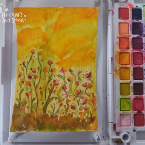Original Watercolor Painting Flower Harvest | Flower Painting | 4x6 Watercolor Unframed | Original Art | Original Painting
