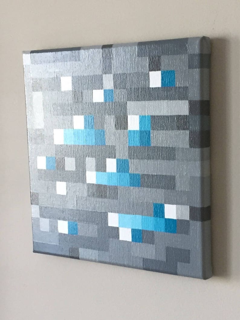 Pixel Art Diamond Ore Inspirado Por Minecraft Etsy