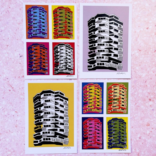 Croydon Prints - Number One Croydon - A5 Architecture Prints - Brutalism - Modernism