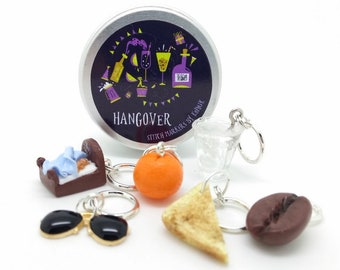 Hangover Knitting / Crochet Stitch Markers with Matching Tin