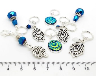 Silver Peacock - Knitting / Crochet Stitch Markers with Matching Tin